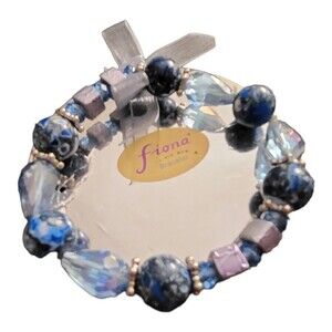 Fiona Stretch Glass Bead Blue Bracelet NEW Stacking